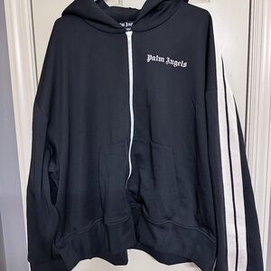 Palm Angels Black Hoodie with White Accents